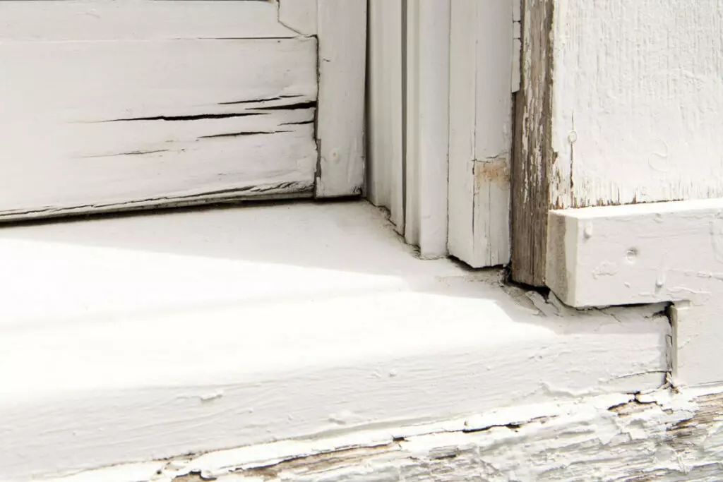 An image of a damaged window frame